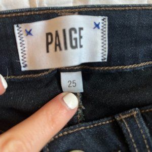 Paige Mid-Rise Dark Skinny Jeans - Size 25